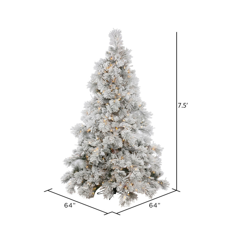 Alberta Flocked Artificial Christmas Tree, 7.5' H, Warm White LED