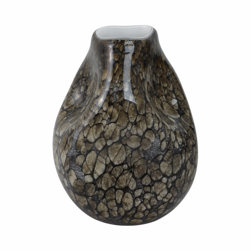 Vase décoratif en verre avec motif de galets pour la présentation de la table de la maison - Grand vase à fleurs Silhouette pour tablette ou décor de salon - Brun et noir