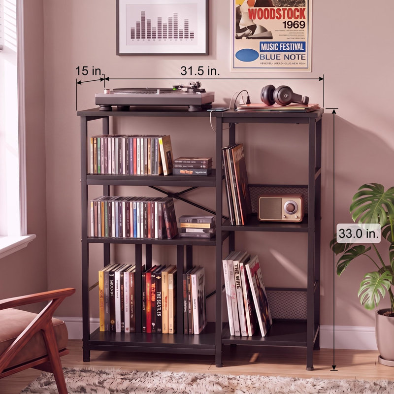 Grand support pour tourne-disque à 4 niveaux, armoire de rangement en vinyle 7 po / 10 po / 12 po