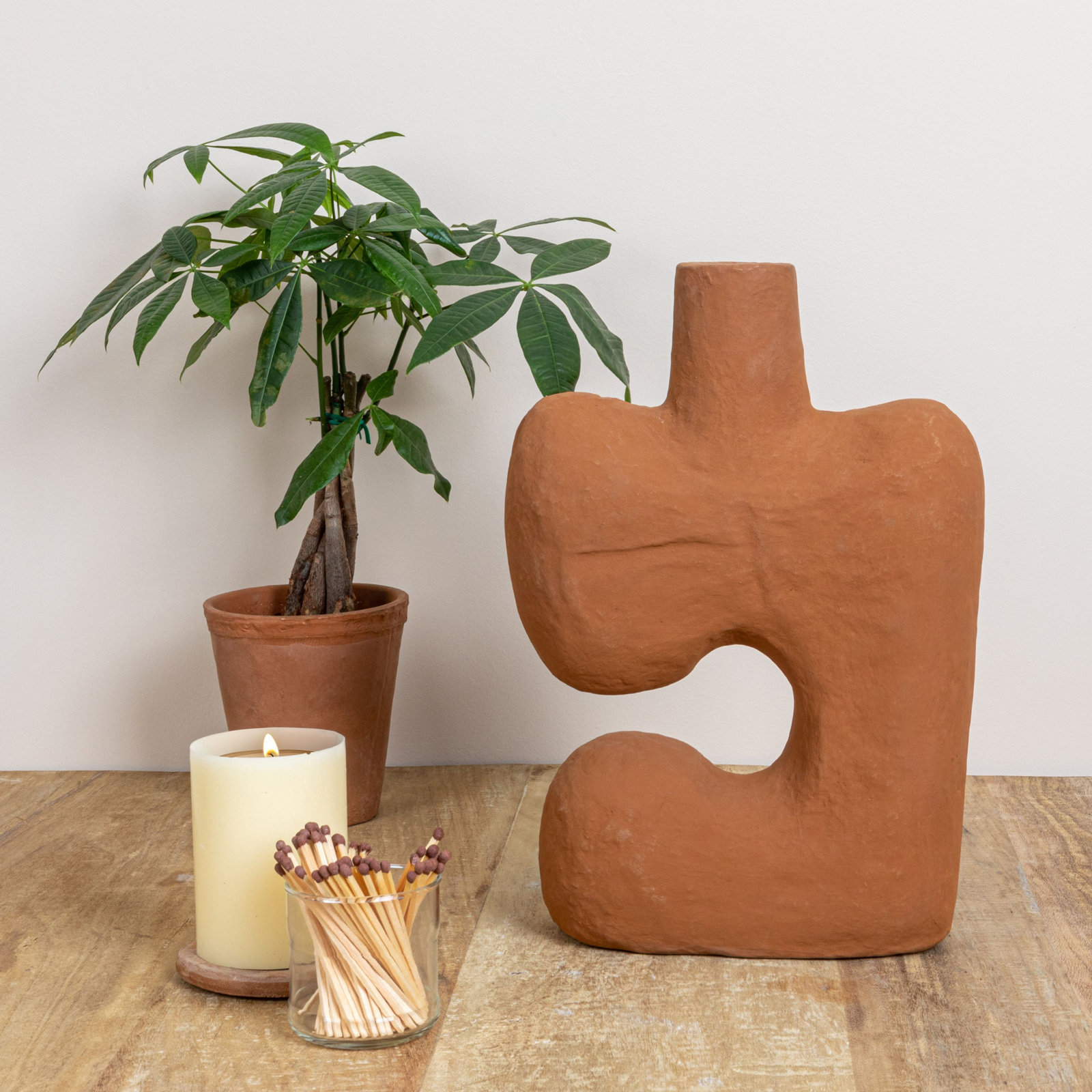 Amador 14'' Paper Mache Table Vase, Terracotta