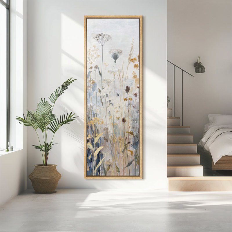 «Neutral Wildflower Meadow Botanical Art Extra Large», reproduction d'art sur toile encadrée, H 60 po x l 20 po x P 1,5 po