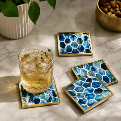 Ensemble de 4 sous-verres carrés décoratifs faits à la main