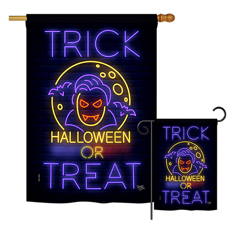 Ensemble de 2 drapeaux verticaux décoratifs en polyester à 2 côtés dracula automne