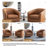 Applewold Upholstered Brown Faux Leather Swivel Barrel Chair with Solid Wood Base-145705020