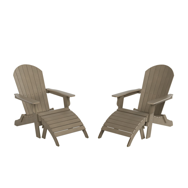 Arrlo Foldable Outdoor Adirondack Chair, Taupe