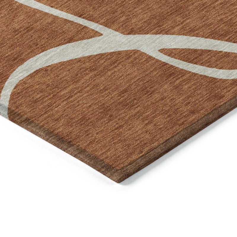 Tapis intérieur lavable abstrait en cuivre 9 pi x 12 pi