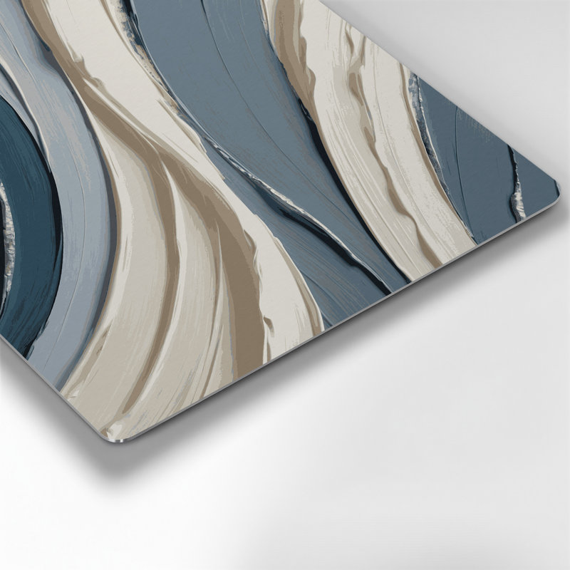 Art mural en métal gris ivoire DiagonalStripes, H 12 po x l 12 po