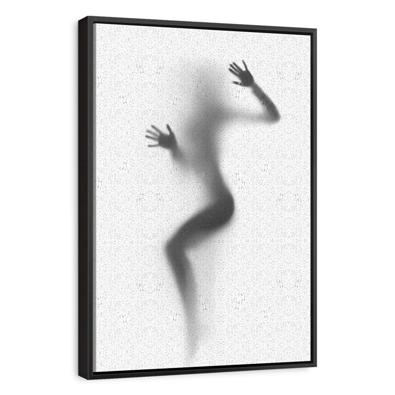 Femme sous la douche I, Cadre flottant noir, 21 po x 31 po