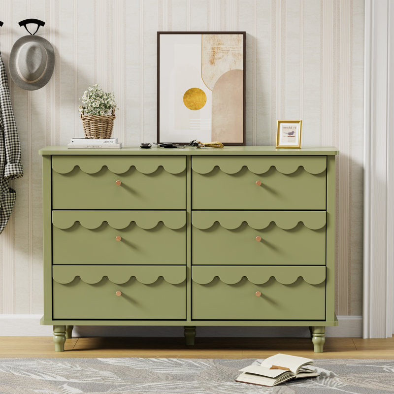 Commode lacée 6 tiroirs Dorlan, Vert
