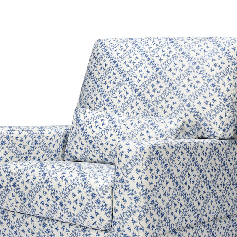 Crawford Upholstered Swivel Glider, Blue