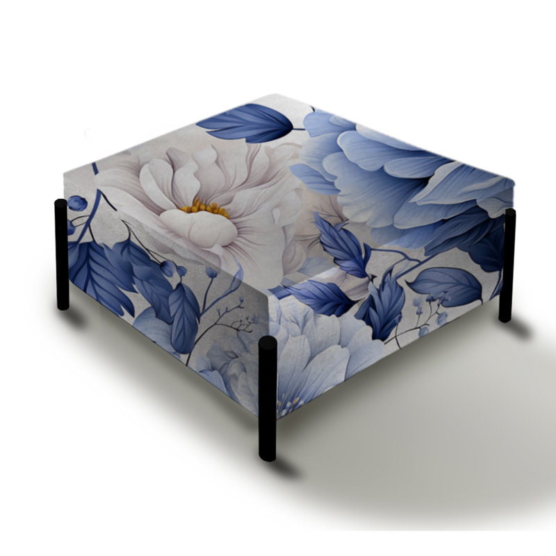 Artistic Blue Essence Floral Garden - Grand repose-pieds carré floral