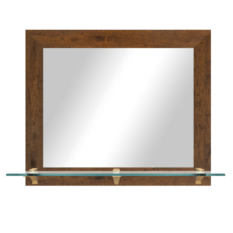 Engelbertus Flat Wall Mirror, Light Walnut/Brass