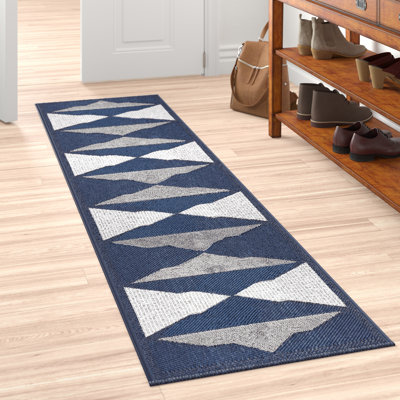 Tapis intérieur / extérieur bleu marine Ashot
