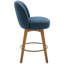 Tabourets de bar 26 po de style Mid-Century moderne à hauteur de comptoir, tabourets de bar rembourrés en tissu pivotant à 360 ° avec pieds en bois massif, chaises pour îlot avec dossier, bleu-1859987229