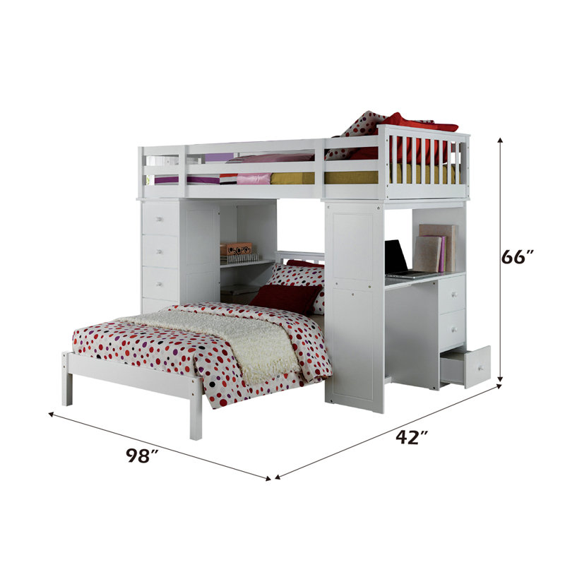 Lit mezzanine simple avec rangement Freya
