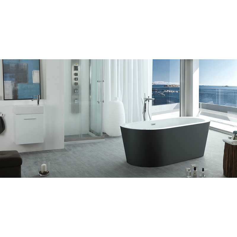 Dionysus 59'' x 29.5'' Soaking Acrylic Bathtub, Black