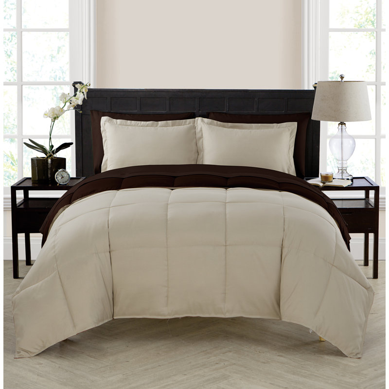 Lincoln Down Alternative Reversible Bed-in-a-Bag Comforter Set, Taupe, Full Comforter + 6 Additional Pieces