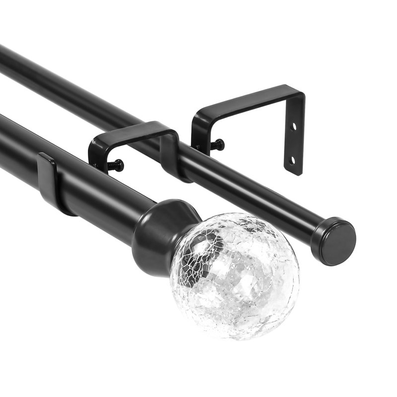 Tringle à rideaux double en verre craquelé Mullett, Noir, H 1 po x l 48 po x P 1 po