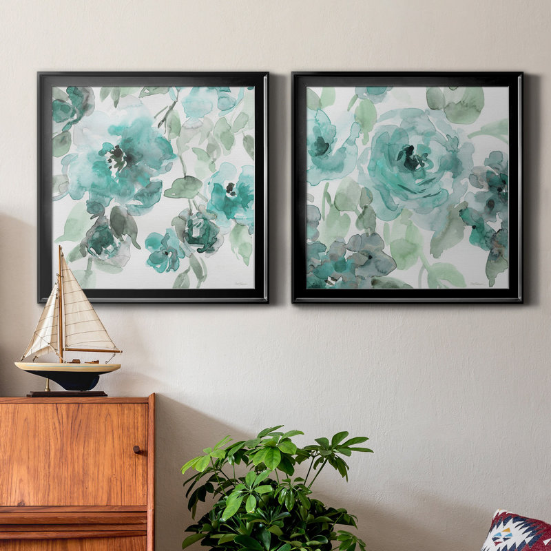 Belle sarcelle I - impression sur toile encadrée 2 pièces, Noir, H 17,5 po x l 35 po x P 1,5 po