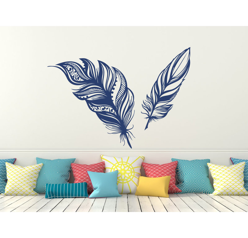 Adhésif décoratif plumes, H 22 po x l 31 po, Bleu glacier