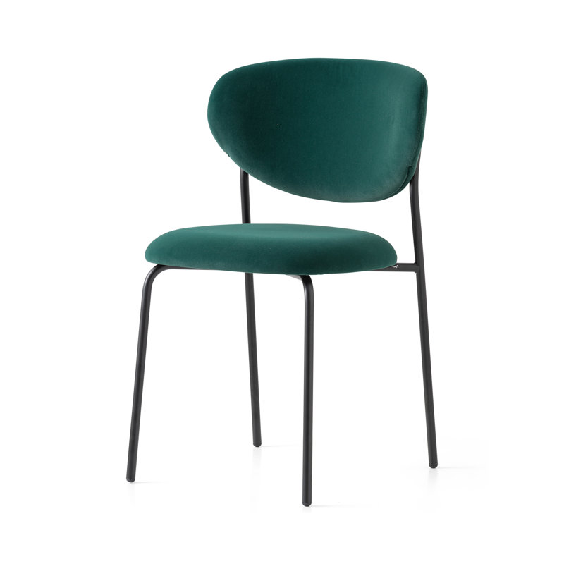 Chaise rembourrée Cozy, Noir mat, Vert forêt