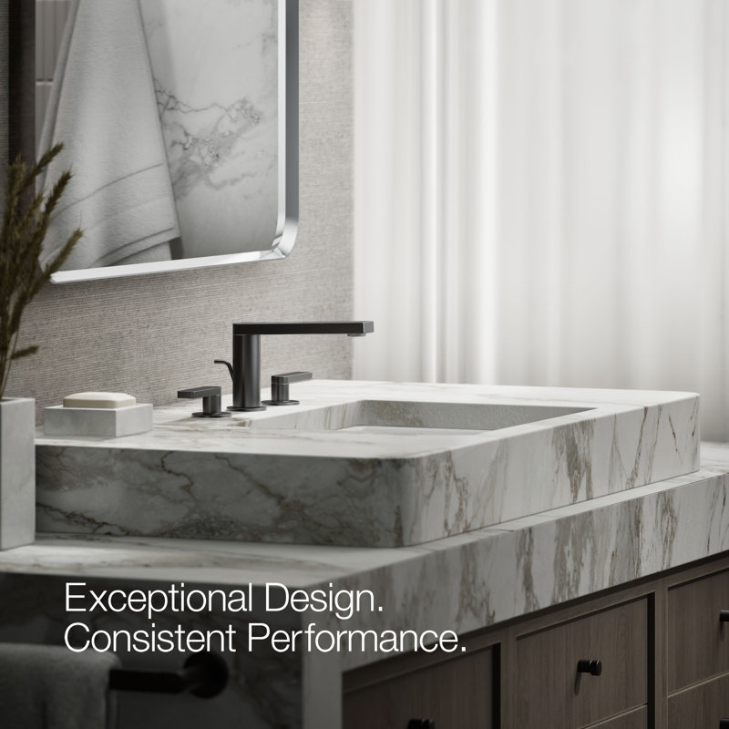 Composed Widespread Bathroom Faucet with Drain Assembly, Matte Black