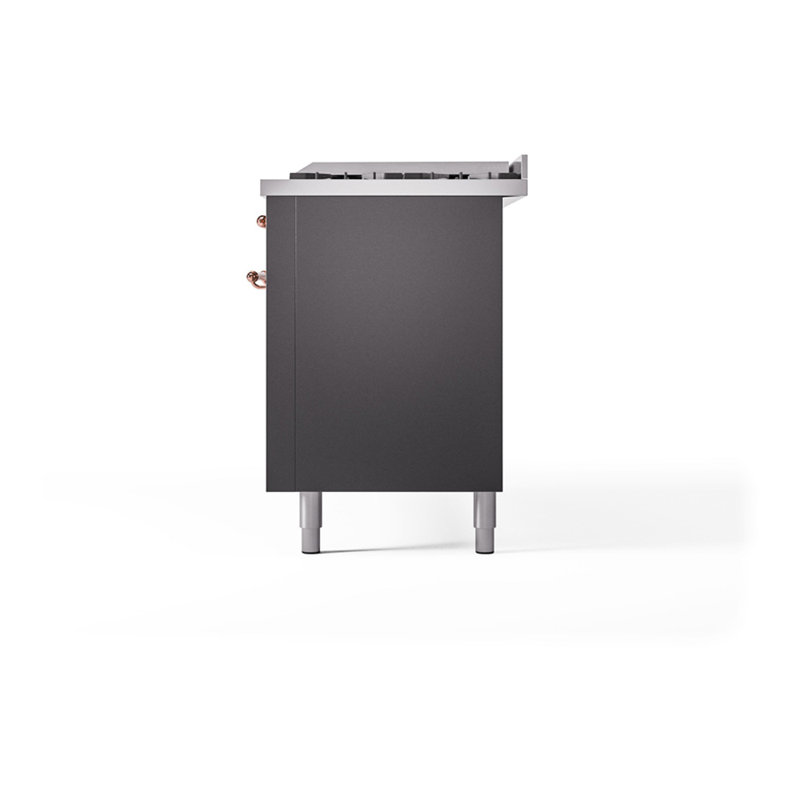 ILVE Nostalgie II Noblesse 60 in Dual Fuel Range, 9 Burner, Griddle, Graphite Matte/Copper, Natural Gas