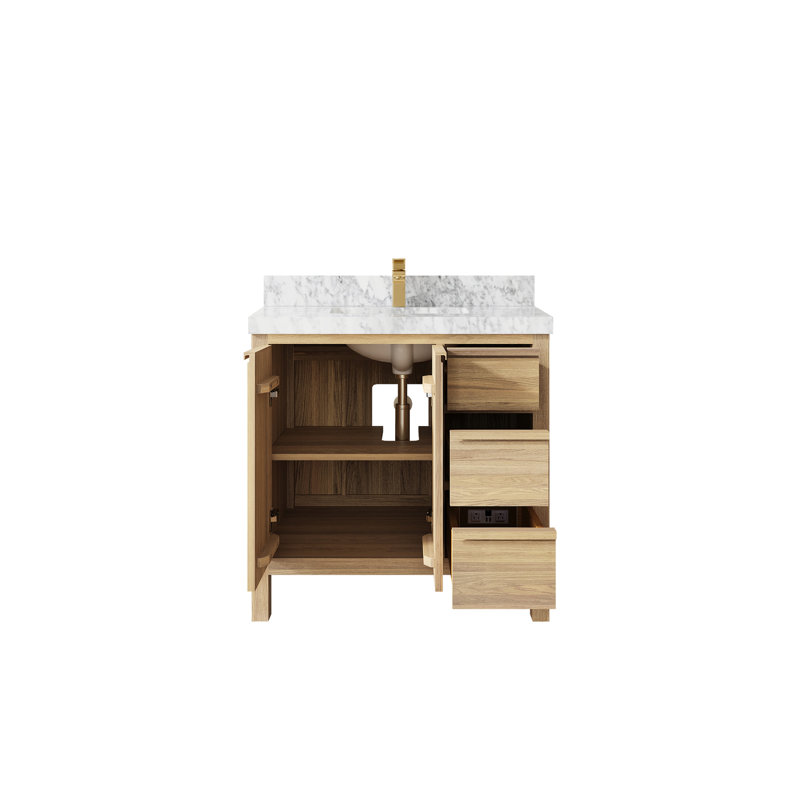 Chêne blanc Elizabeth X P 22 po De meuble-lavabo central D Calacatta Poanazzo Quartz, Marbre de Carrare