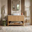 48" Modern Freestanding Bathroom Single Vanity With Marble Pattern Vessel Sink, Sintered Stone Top & Solid Wood Bamboo Texture Doors-1477935012