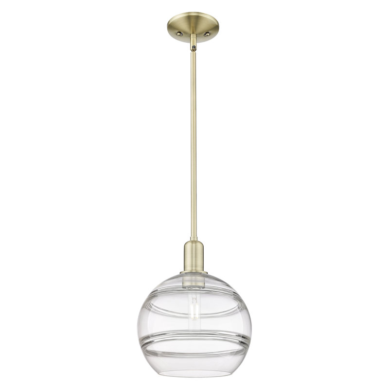 Arcadia - Amariyon - Mini-luminaire suspendu avec tige 10 po 1 lumière, H 12,25 po x l 10 po x P 10 po, Clair, Laiton antique