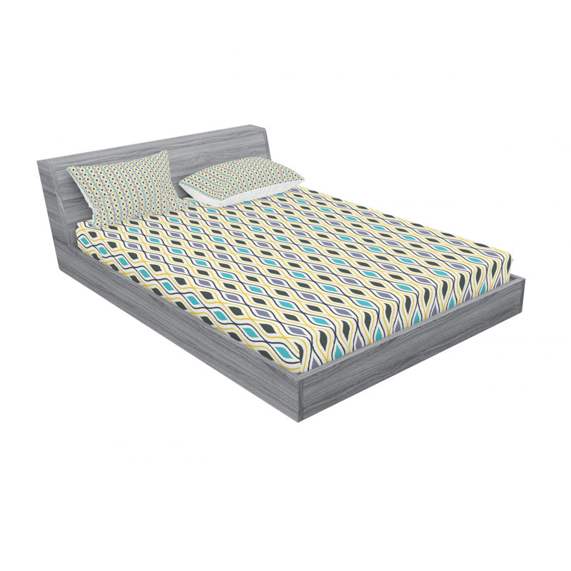 Ensemble de draps à lignes verticales, Ensemble de draps pour lit double avec un drap-hou
