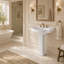 Lavabo de salle de bain piédestal en céramique blanche, lavabo courbé à 3 trous de 4 pouces