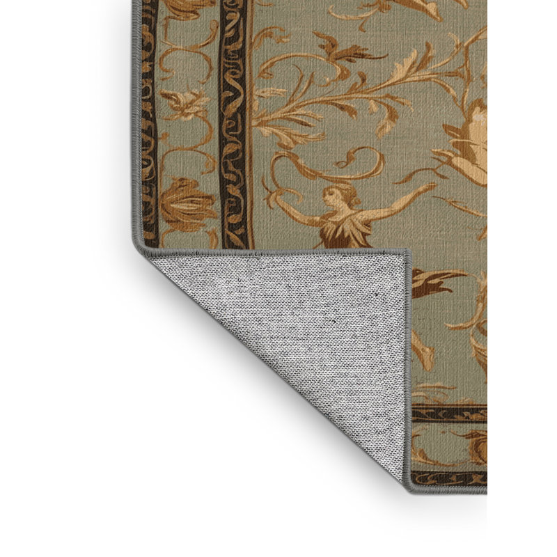 Tapis brun français lavable à la machine, Rond 6 pi