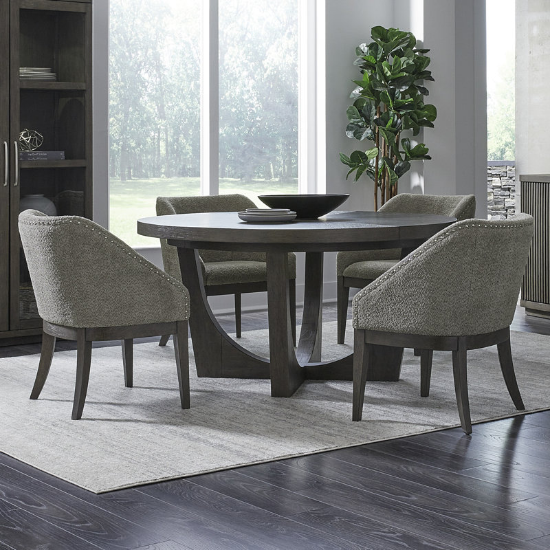 Ensemble de table de salle à manger à piédestal Trenea avec 4 chaises rembourrées