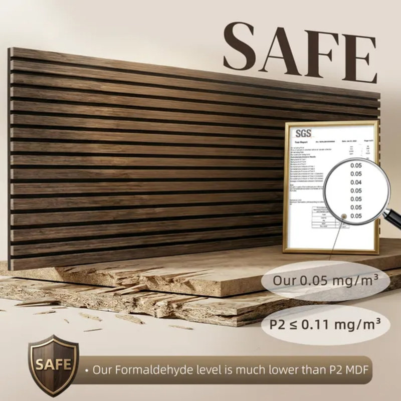 Paquet de 4 panneaux muraux à lattes en bois noyer, 47 po x 24 po