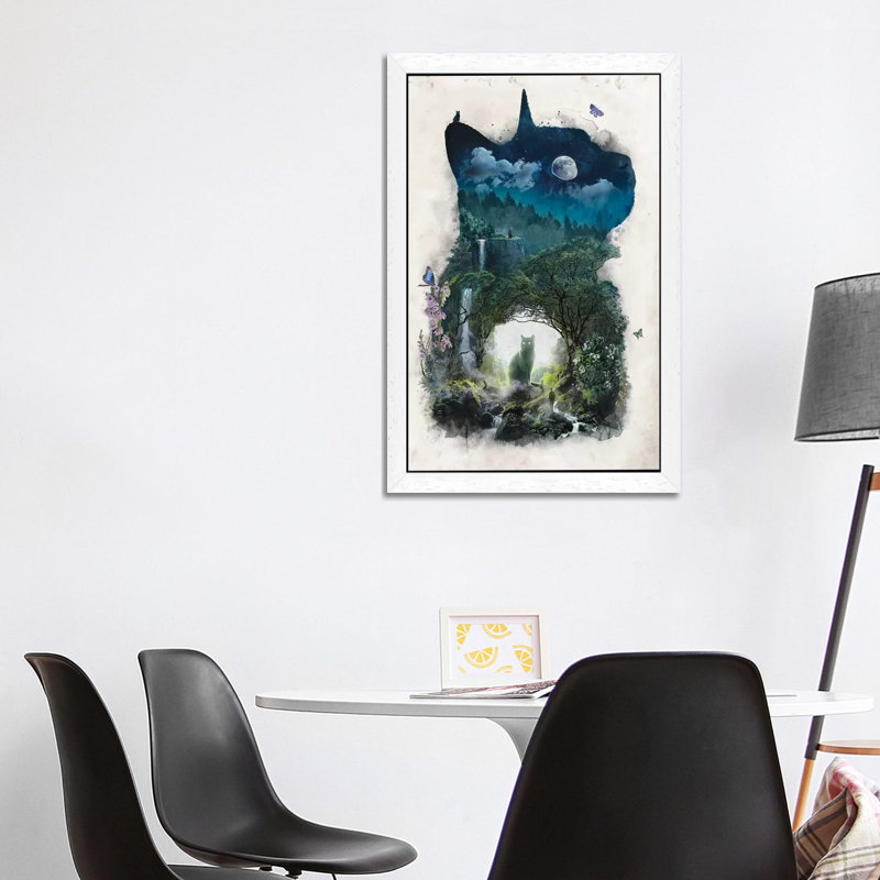 The Realm Of Cats by Barrett Biggers - Print on Canvas, 101.6 cm H x 66.04 cm W x 1.91 cm D, White Framed