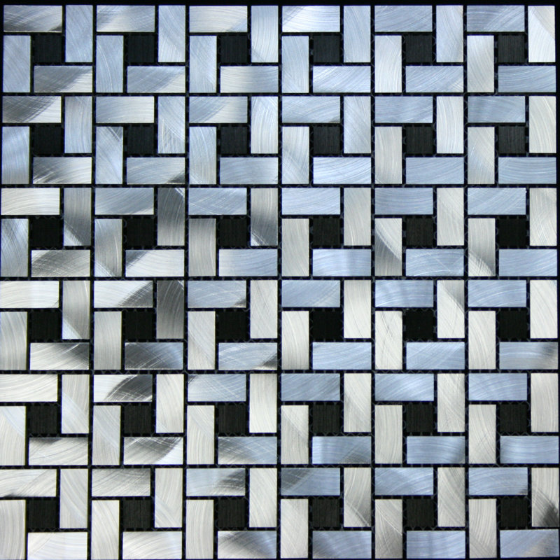 Random Sized Aluminum Metal Tile in Silver / Black