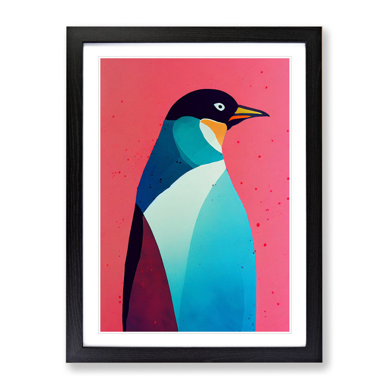 Penguin in Colour No.2 Abstract - Wall Art, Black Framed Paper, White, 34cm H x 25cm W x 3cm D