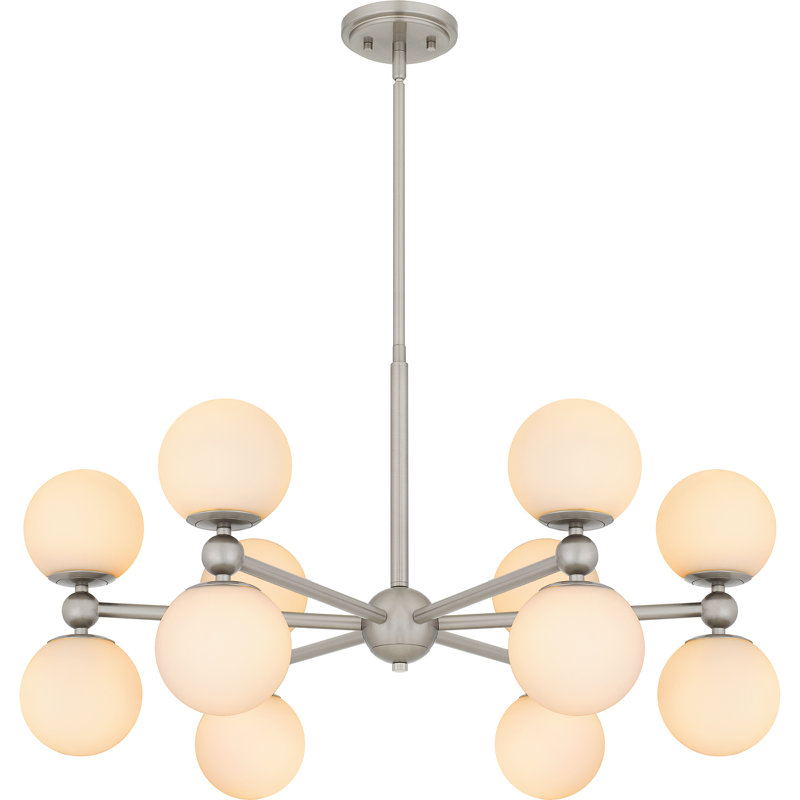 Lustre en nickel brossé 12 lumières Nonah, Nickel brossé