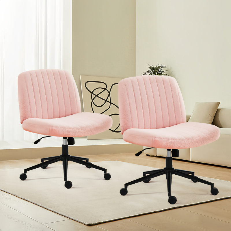 Avicia 26" Wide Seat Criss-Cross Office Desk Chair With 2 Optional Base, Pink