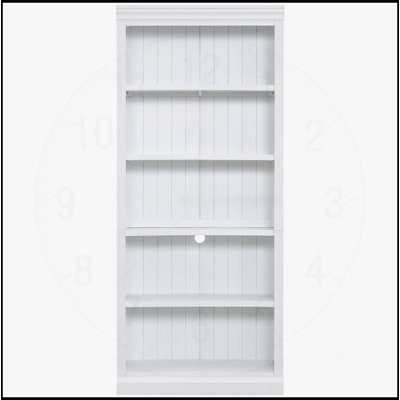 83.4 Inch Tall Wood Bookcase with LED Light Strip, 5-Tier Adjustable Shelves for Books and CDs, Modern Storage Organizer for Living Room and Home Office