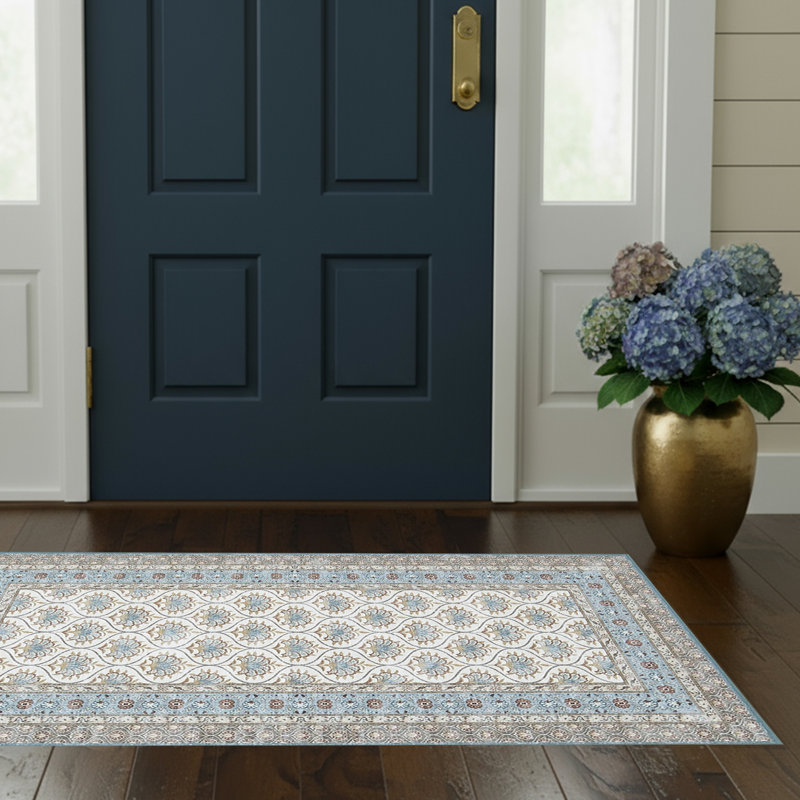 Laura Ashley Amelia Imagine Printed Chenille Machine Washable Rugs, Blue, 2' x 4'