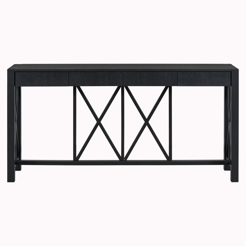 Console avec 4 tiroirs spacieux, Noir