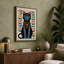 Decorated Cat in Folk Art Mid-Century 1 Piece Wrapped Canvas Wall Art-457887234-457887243
