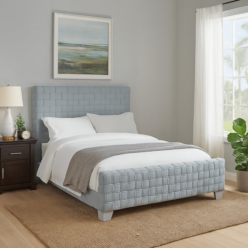 Tenneset Chenille Upholstery Bed in Light Teal, King