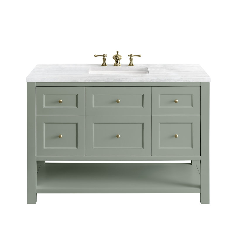 Breckenridge 48'' W Single Vanity, Carrara White, 8" Widespread, Smokey Celadon