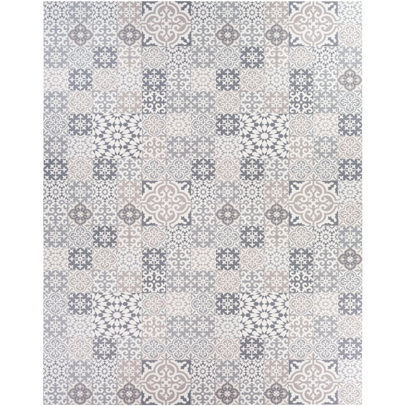 Akkar Vinyl Geometric Indoor Rug, Rectangle 6'6" x 8'2"