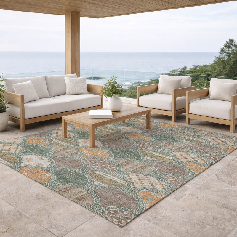 Machine Washable Indoor/Outdoor Chantille ACN2863 Americana Rug, Basil, 5' x 7'6"