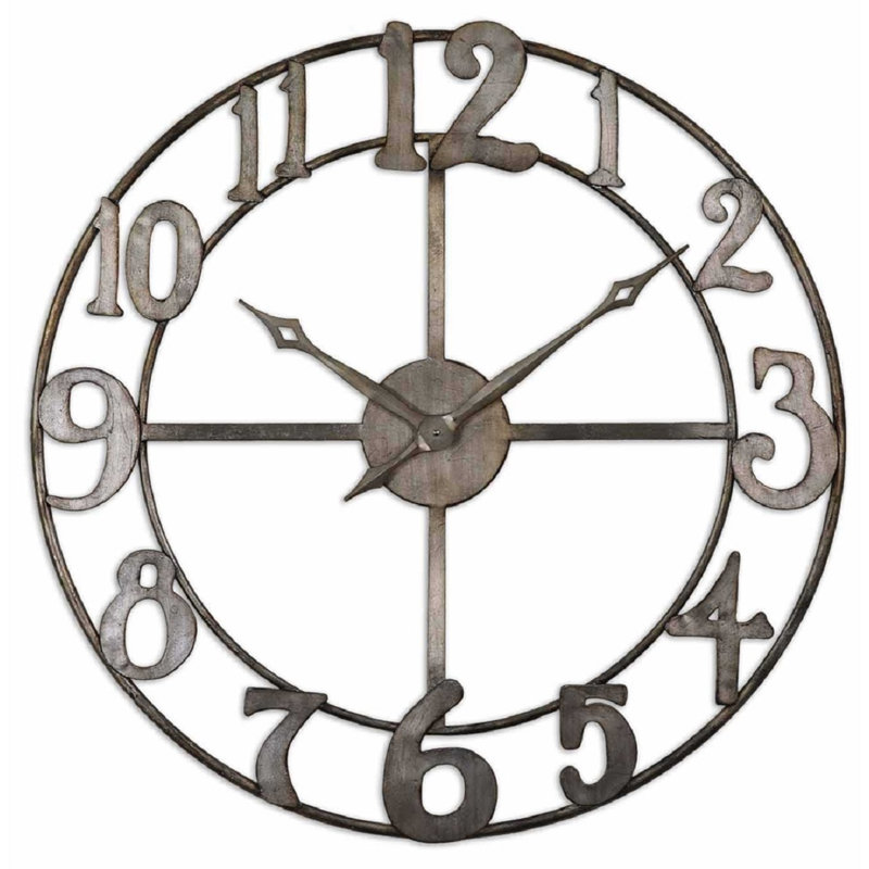 Othor Clock 34" Openwork Design Hand Forged Metal Finished Oversize