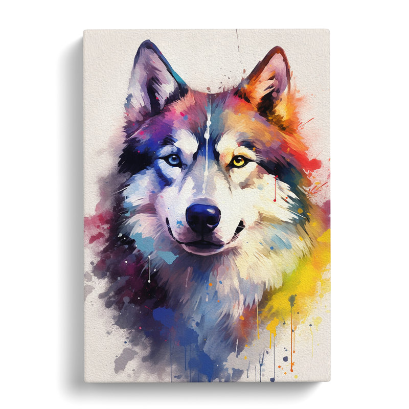 Husky Gestural - Wrapped Canvas, 76cm H x 50cm W x 3cm D
